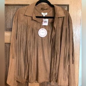 Faux Suede Fringe Jacket